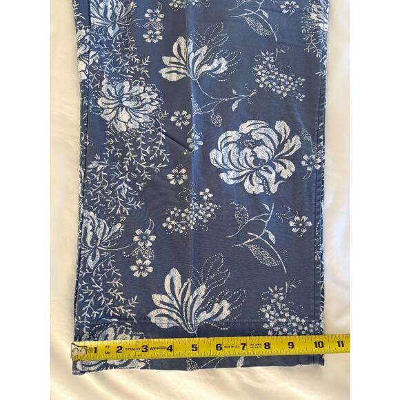 Faded Glory Capri Pants Womens XL Blue Cotton Blend Pockets hi Rise Flat Front - Picture 9 of 10